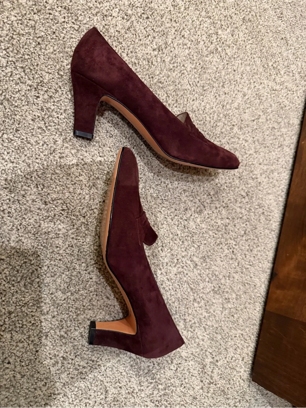 Salvatore Ferragamo Women's Burgundy Suede Penny Loafers - Picture 2 of 6